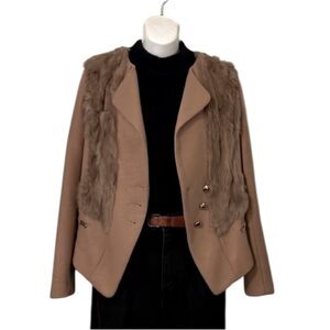 Sweet Basil Cropped Tan Camel Neutral Light Brown Jacket Blazer Sz M